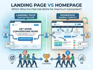 landing page vs homepage untuk iklan