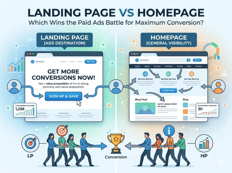 landing page vs homepage untuk iklan